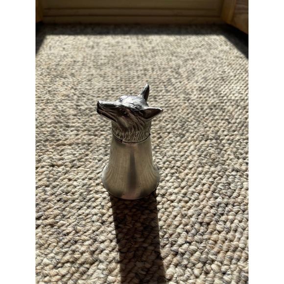 VINTAGE PEWTER ALUMINUM WOLF FOX‎ SADDLE STIRRUP CUP METAL JIGGER - Picture 4 of 7